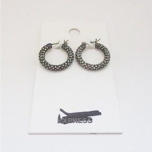 NWT Express Rhinestone Pavé Hoops in Gold Tone or Black